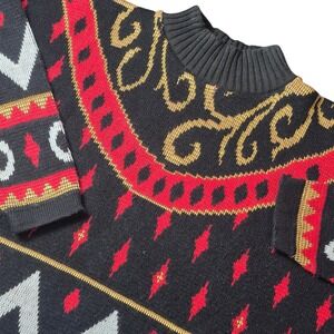 VTG Bel Ami Women's 2XL Geometric Knit Sweater Karen Mall Core Made in USA